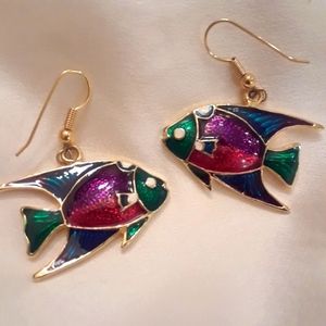 Fish artsy enamel earrings